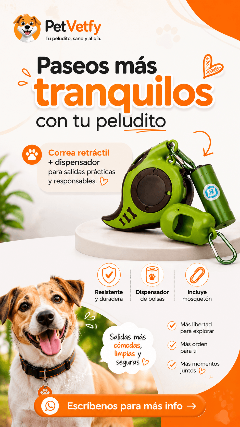 Correa retráctil + dispensador